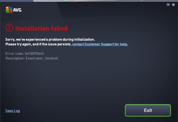Processed installed failed